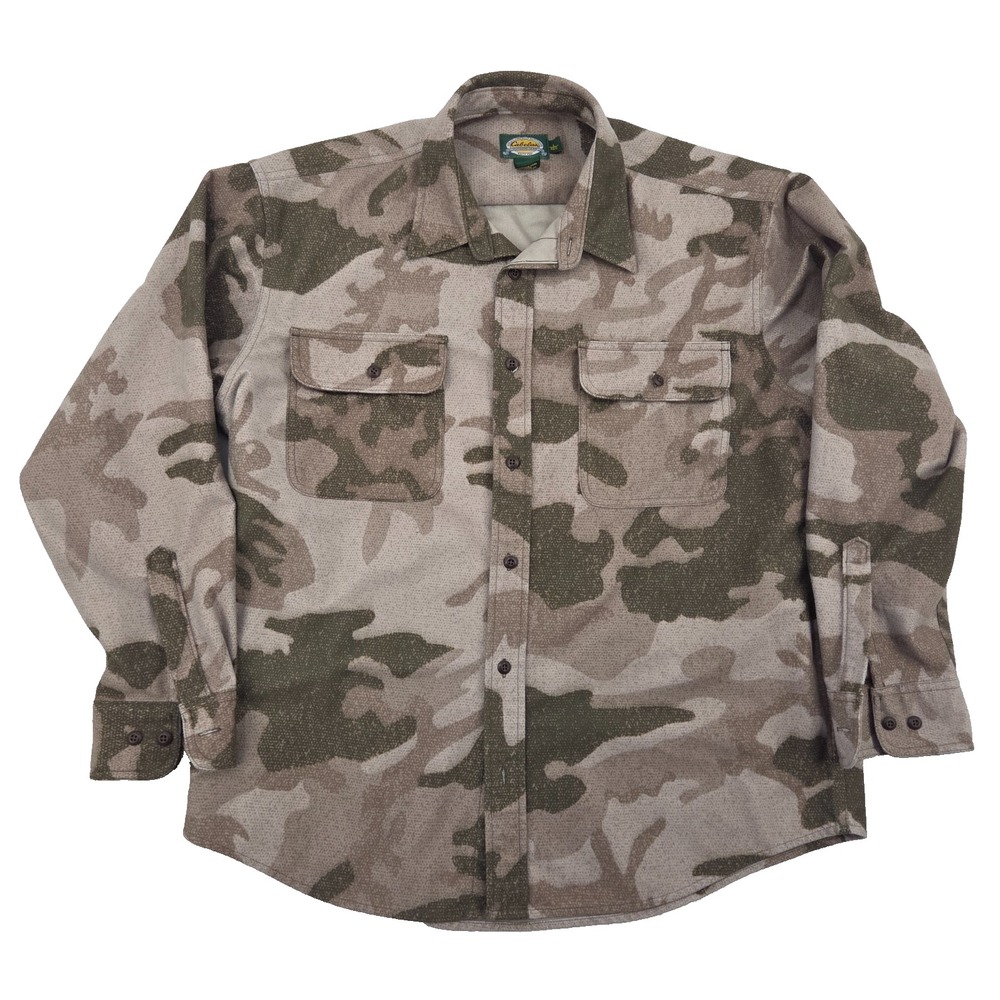 Cabela's Camo Button Down Shirt Mens Large Lined Hunting Outdoor Camouflage